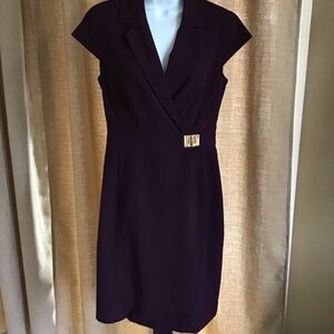 Calvin Klein Purple Plum Embellished Wrap Sheath Dress size 6